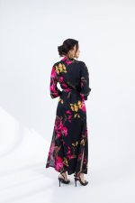 Clothes OPEN MAXI DRESS WITH FLORAL PATTERN & BELT