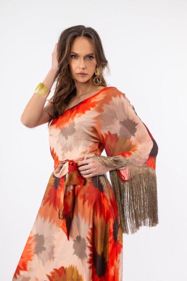 Clothes OPEN FASHION WOMEN’S ONE-SHOULDER MAXI DRESS  WITH BELT & FLOWY FIT