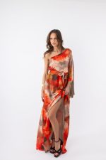 Clothes OPEN FASHION WOMEN’S ONE-SHOULDER MAXI DRESS  WITH BELT & FLOWY FIT