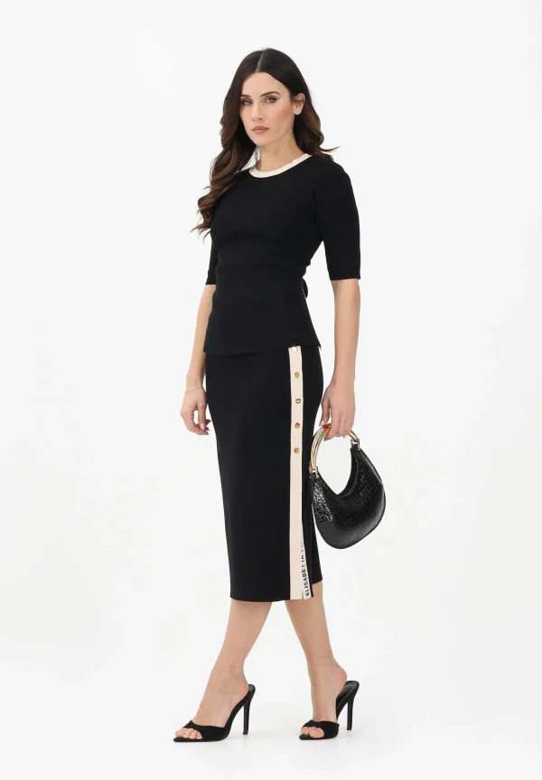 Clothes ELISABETTA FRANCHI SKIRT IN KNIT FABRIC WITH SHINY VISCOSE BANDS