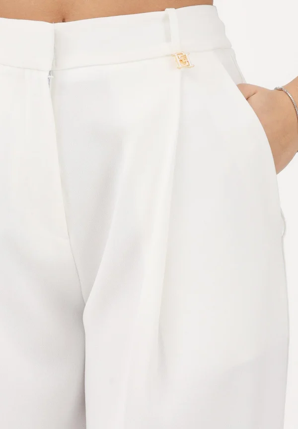Clothes ELISABETTA FRANCHI TROUSERS IN  LIGHTWEIGTH CREPE FABRIC WITH LOGO CHARM