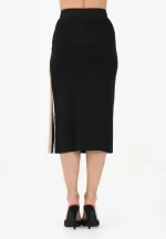 Clothing ELISABETTA FRANCHI SKIRT IN KNIT FABRIC WITH SHINY VISCOSE BANDS