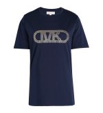 New Collection MICHALE KORS STUDDED EMPIRE MONOGRAM COTTON JERSEY T SHIRT