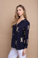 Clothes OPEN FASHION  SHIRT-BLOUSE WITH GOLD PAISLEY PATTERN