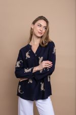 Clothes OPEN FASHION  SHIRT-BLOUSE WITH GOLD PAISLEY PATTERN