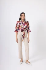 Clothing OPEN FASHION HIGH-WAIST TROUSERS WITH STRAIGHT LEG AND BUTTON