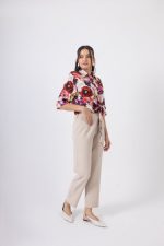 Clothing OPEN FASHION HIGH-WAIST TROUSERS WITH STRAIGHT LEG AND BUTTON