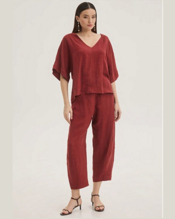 Clothes INNOCENT GRAVE M LINEN BLOUSE WITH V-NECK