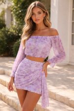 Clothes LOVE+ ALICIA SET LIORA DRAPED MINI SKIRT AND MACAN OFF-SHOULDER TOP