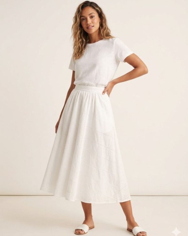 New Collection BLACK & BLACK WHITE MIDI SKIRT