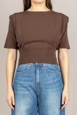 Clothes VICOLO CROP SWEATER WITH SHOULDER PADS
