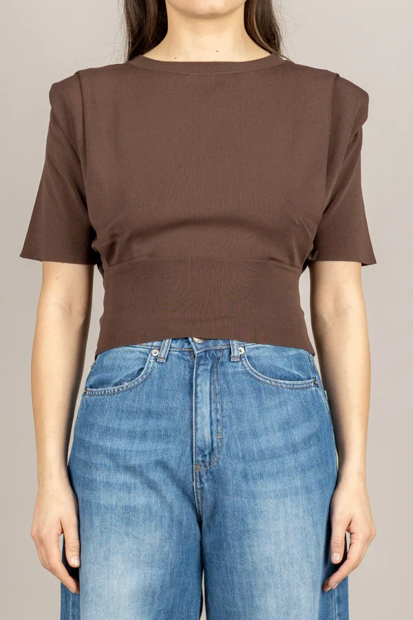 Clothes VICOLO CROP SWEATER WITH SHOULDER PADS
