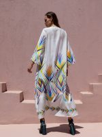 New Collection NEMA WHITE MULTICOLOR EMBROIDERED MAXI DRESS