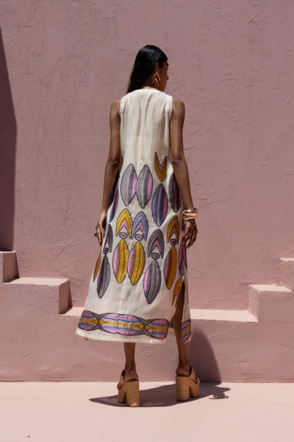 New Collection NEMA GEOMETRIC EMBROIDERY AIRY MAXI DRESS