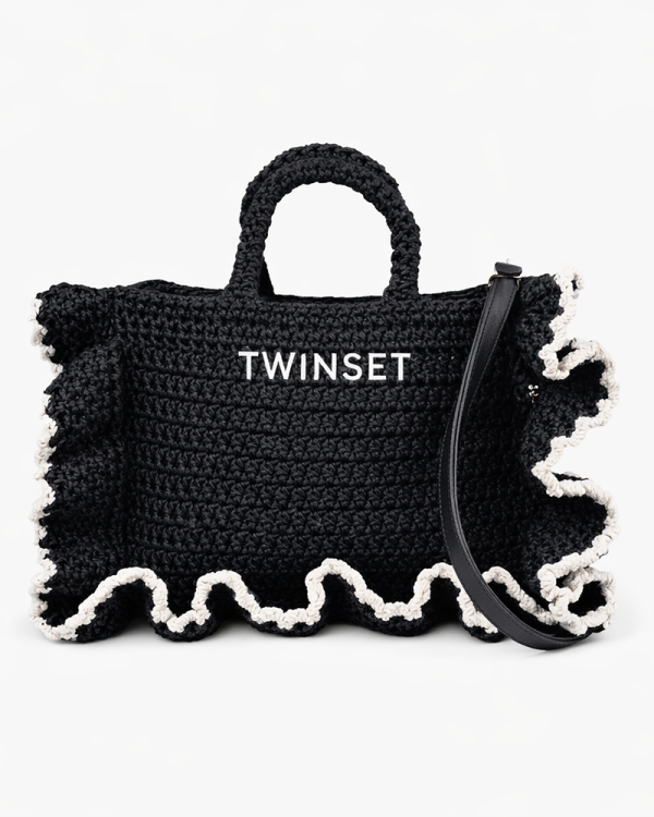 Bags TWINSET CROCHET SHOPPER BAG WITH FLOUNCES