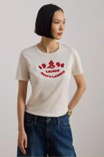 New Collection LAUREN RALPH LAUREN CREAM EMBROIDERED T-SHIRT
