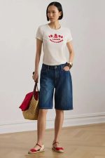 New Collection LAUREN RALPH LAUREN CREAM EMBROIDERED T-SHIRT