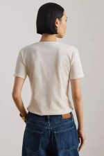 New Collection LAUREN RALPH LAUREN CREAM EMBROIDERED T-SHIRT