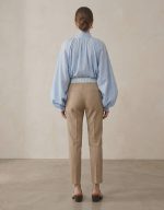 New Collection MY T “High-Waisted Slim-Fit Tailored Trousers in Beig