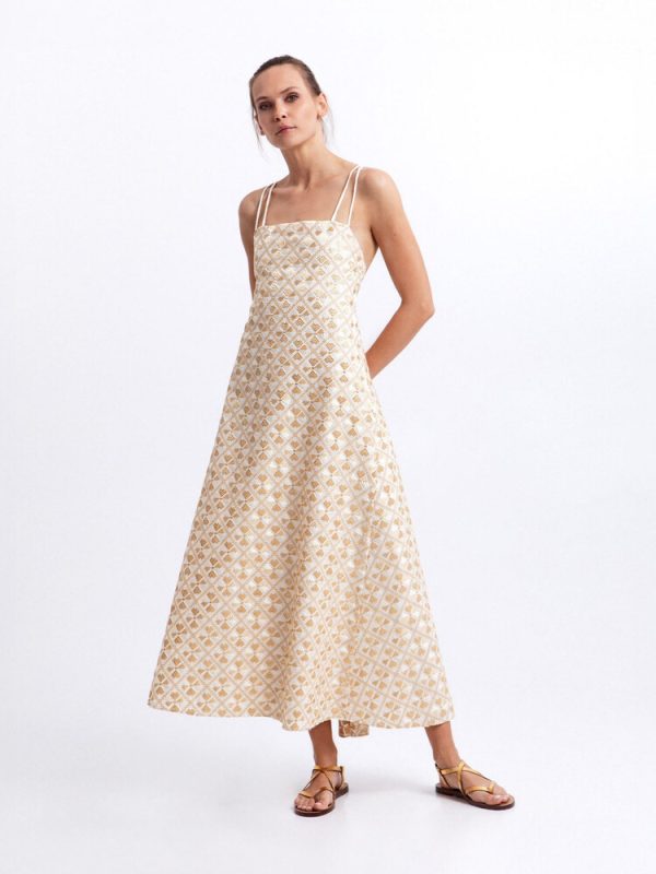 Clothes GREEK ARCHAIC KORI DRESS MAXI FLAKES DOUBLE STRAPS