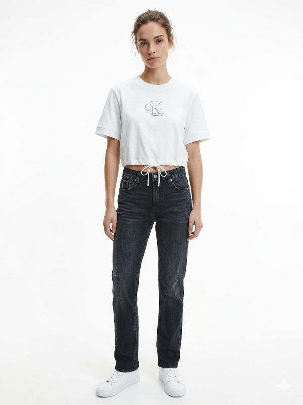New Collection CALVIN KLEIN JEANS CROPPED DRAWSTRING TEE