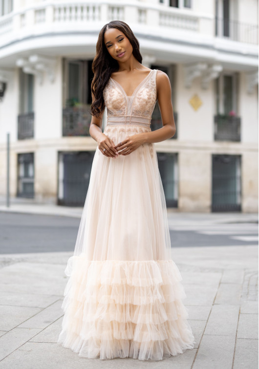 Clothes CHRISTIAN KOEHLERT TULLE EVENING DRESS WITH GATHERS