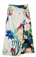 New Collection TED BAKER ALLMIA FLORAL PRINT KNOT DETALL WRAP MIDI SKIRT