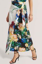 New Collection TED BAKER ALLMIA FLORAL PRINT KNOT DETALL WRAP MIDI SKIRT