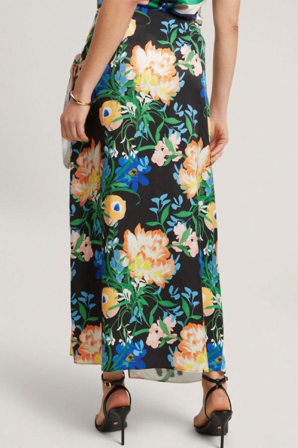New Collection TED BAKER ALLMIA FLORAL PRINT KNOT DETALL WRAP MIDI SKIRT