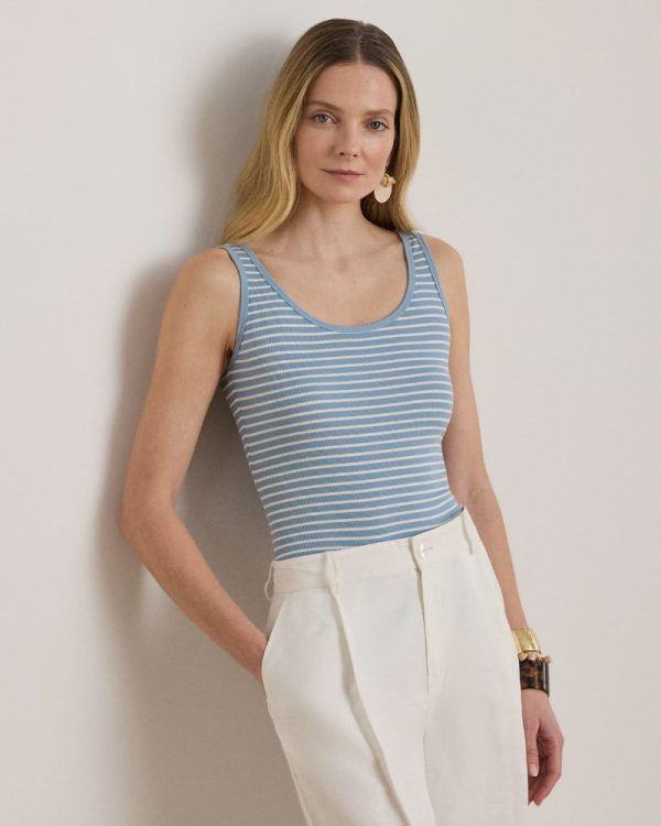 New Collection LAUREN RALPH LAUREN STRIPED STRETCH COTTON TANK TOP