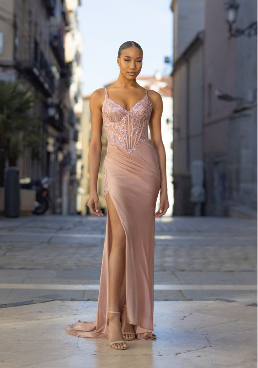 Clothes CHRISTIAN KOEHLERT GLITTERING EVENING DRESS WITH SPAGHETTI STRAPS