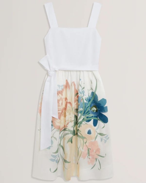 New Collection TED BAKER GEMHA TIE WAIST FLORAL MIDI SUNDRESS