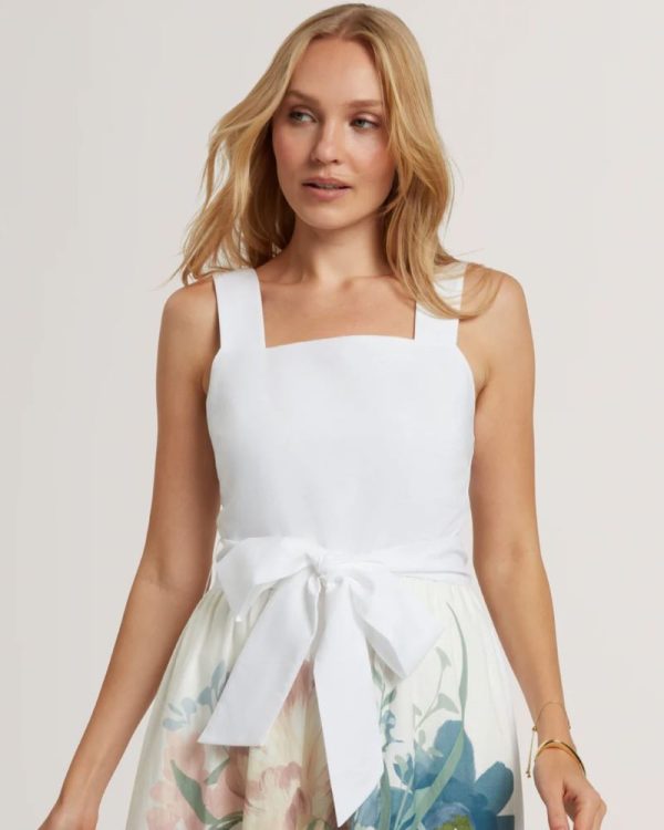 New Collection TED BAKER GEMHA TIE WAIST FLORAL MIDI SUNDRESS