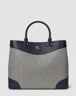 New Collection LAUREN RALPH LAUREN HOUNDSTOOTH WOVEN LARGE MARCY SATCHEL