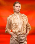 Clothes C.MANOLO  CHIFFON SHIRT WITH RUFFLES