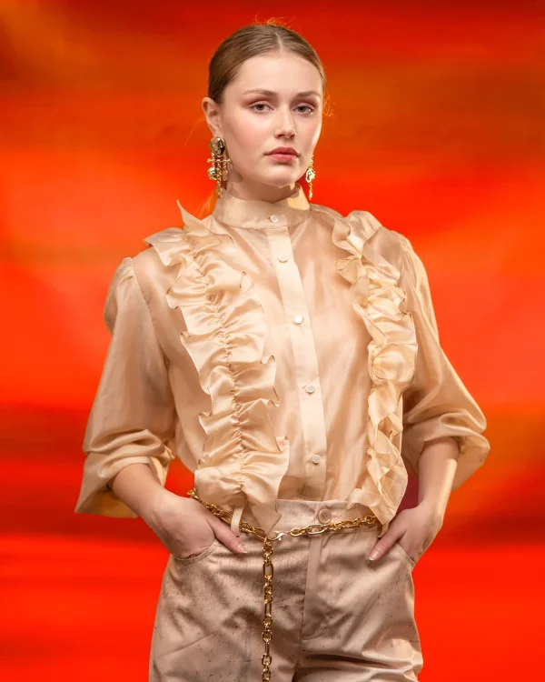 Clothes C.MANOLO  CHIFFON SHIRT WITH RUFFLES