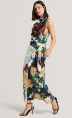 New Collection TED BAKER ALLMIA FLORAL PRINT KNOT DETALL WRAP MIDI SKIRT