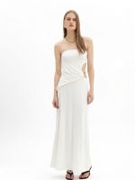 New Collection MY T STRAPLESS CUT-OUT MAXI DRESS IN WHITE