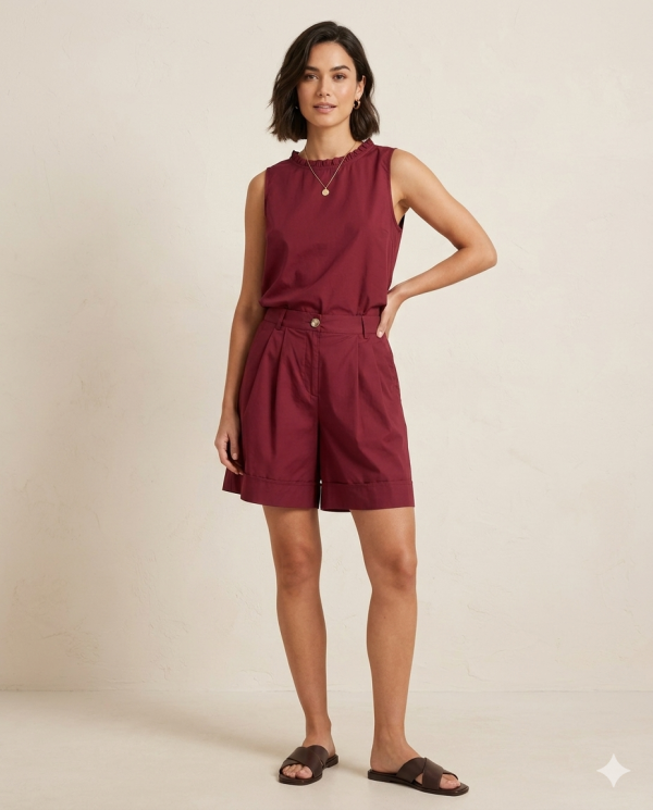 New Collection MY T COTTON BLEND TAILORED SHORTS