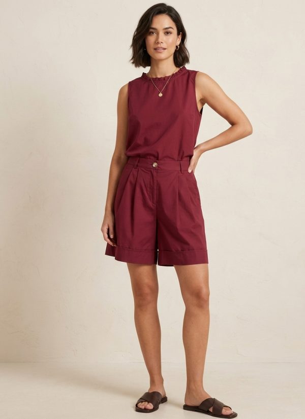 New Collection MY T COTTON BLEND TAILORED SHORTS