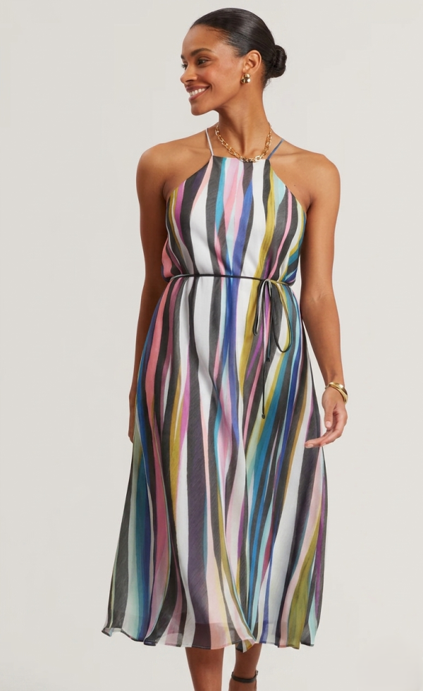 New Collection TED BAKER AZURRA PRINTED HALTER NECK MAXI DRESS