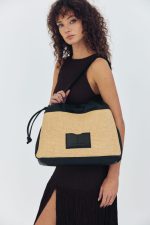 Bags LEATHER TWIST VELVET LARGE STRAW BAG