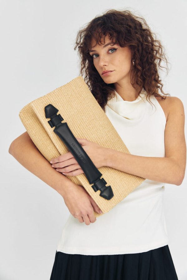 Bags LEATHER TWIST NEST LEATHER STRAW BAG