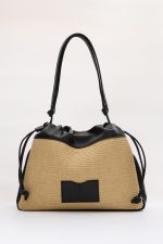Bags LEATHER TWIST VELVET LARGE STRAW BAG