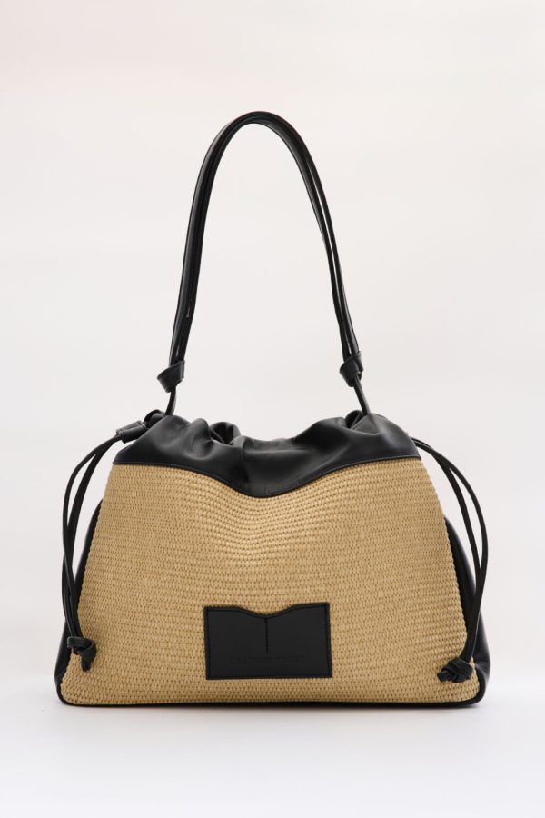 Bags LEATHER TWIST VELVET LARGE STRAW BAG