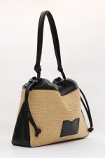 Bags LEATHER TWIST VELVET LARGE STRAW BAG