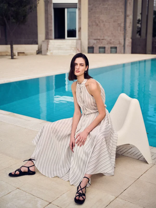 Clothes MILLA SET WITH STRIPED SLEEVELESS TOP TIE AT THE NECK AND SKIRT LONG STRIPES