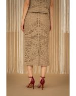 Clothing PHILIA LOFT BEIGE KNITTED MIDI SKIRT WITH TOP BLOUSE