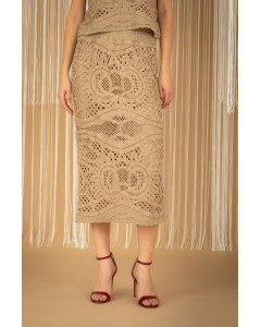 Clothes PHILIA LOFT BEIGE KNITTED MIDI SKIRT WITH TOP BLOUSE