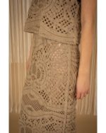 Clothing PHILIA LOFT BEIGE KNITTED MIDI SKIRT WITH TOP BLOUSE